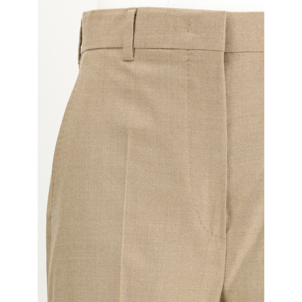 Brown Fleece Wool Casual Pants