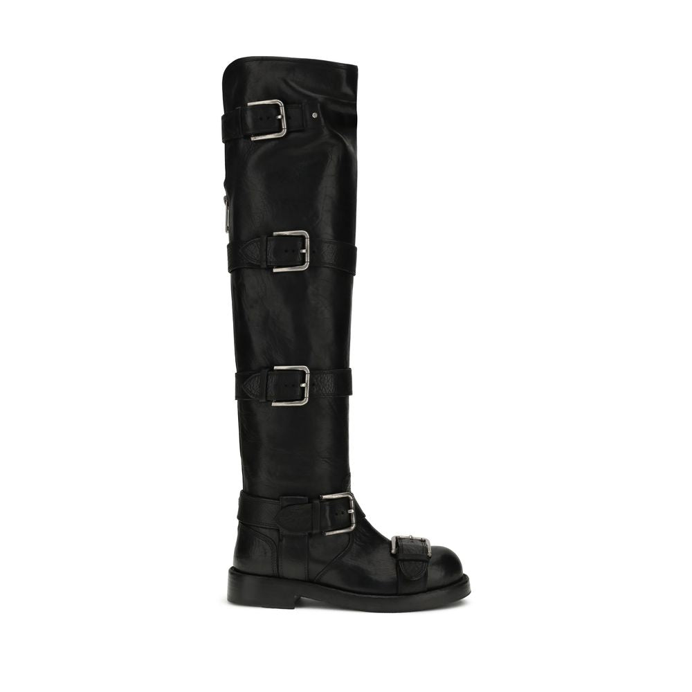 Black Calf Leather Bos Taurus Lace-Up Boots