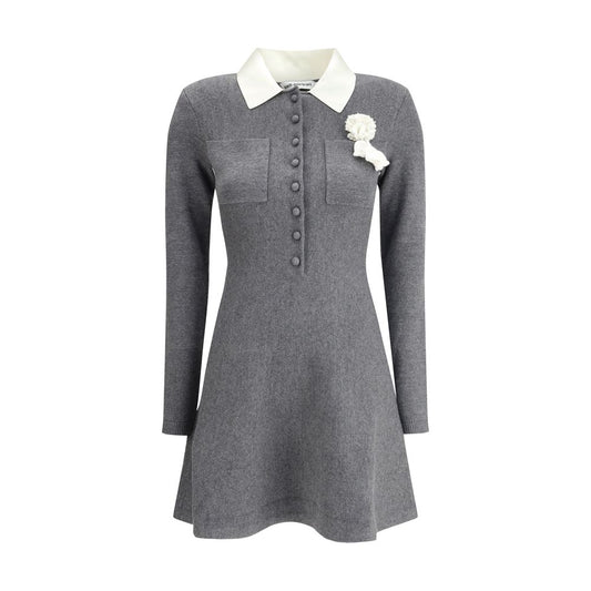 Mini knit Dress with crochet floral collar