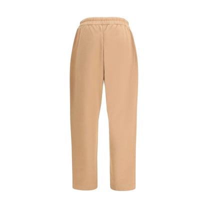 Beige Cotton Casual Pants