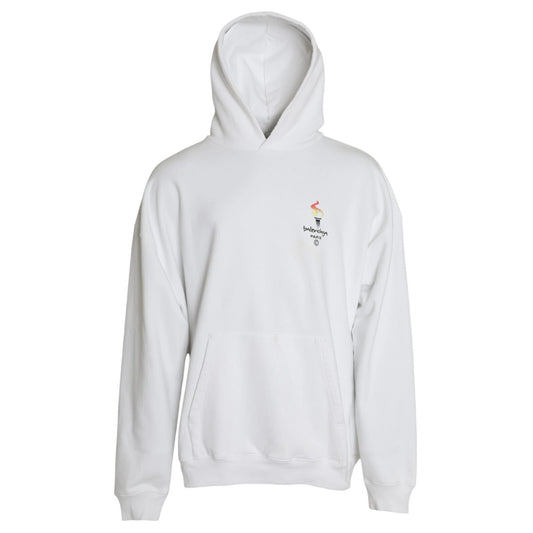 White Cotton Hooded Pullover OVERSIZE Sweater