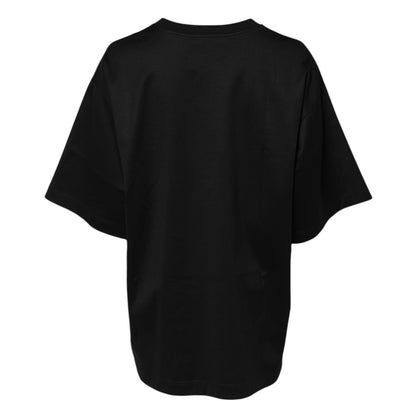 Black Cotton DG Logo Embroidery Top  T-shirt