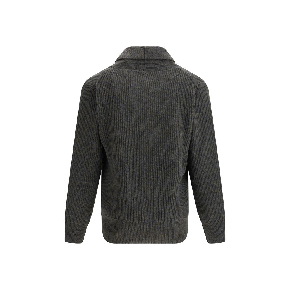 Virgin Wool Shawl-Collar Cardigan