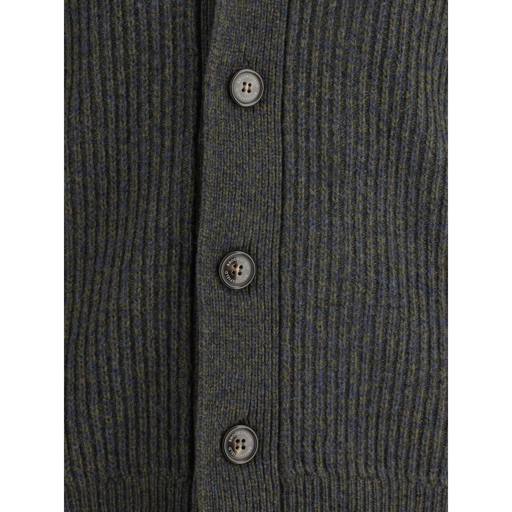 Virgin Wool Shawl-Collar Cardigan