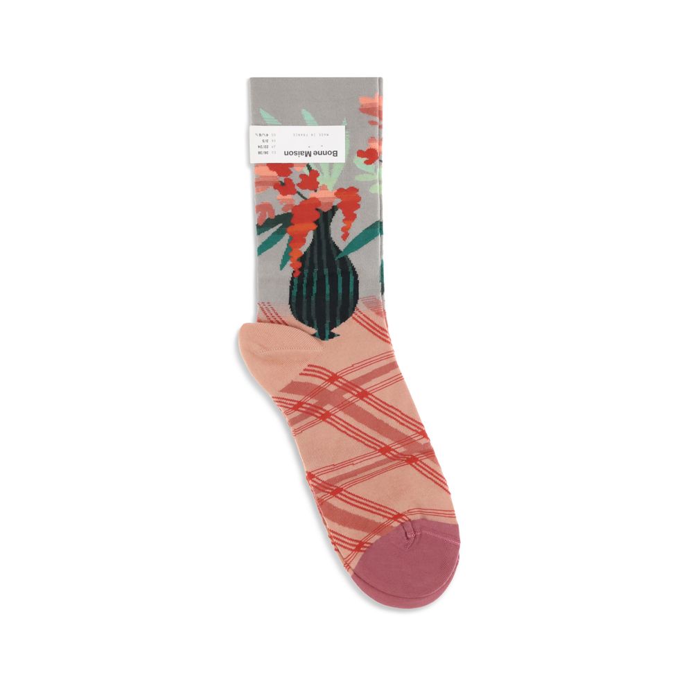 Vase with flowers pattern Socks