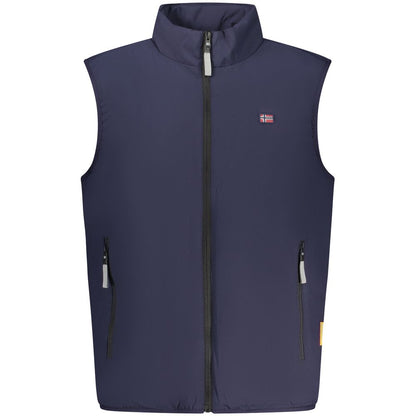 Blue Polyester Men Jacket