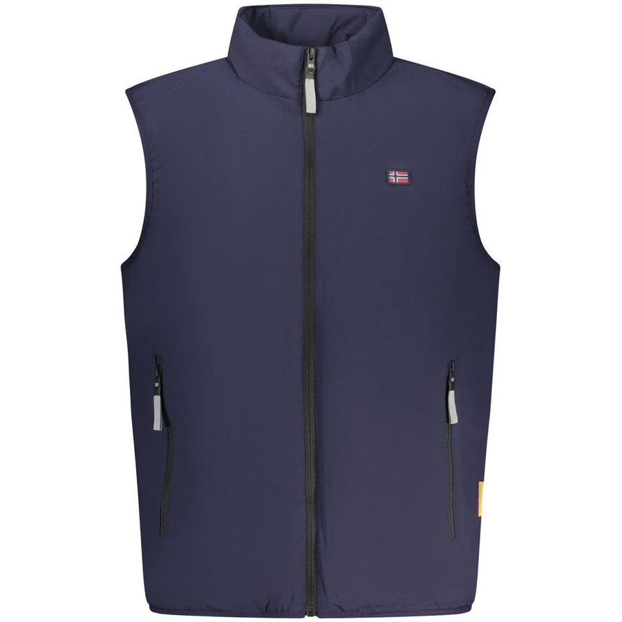 Blue Polyester Men Jacket