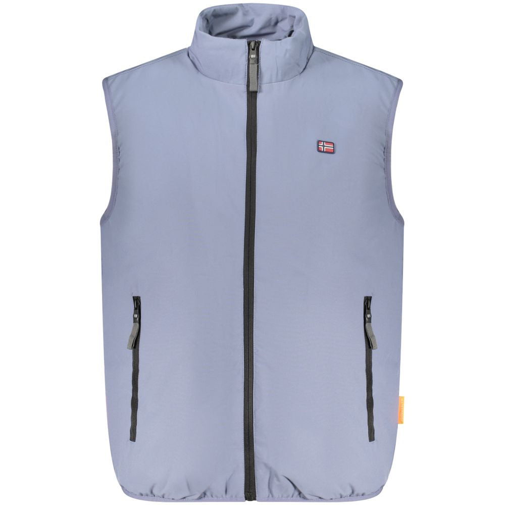 Blue Polyester Men Jacket