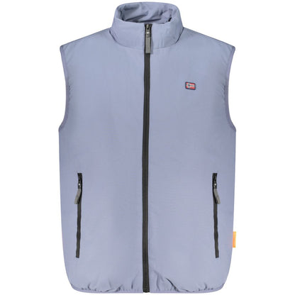 Blue Polyester Men Jacket