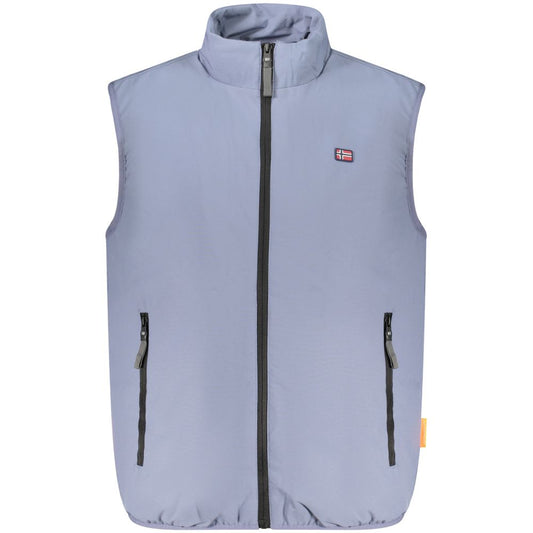 Blue Polyester Men Jacket