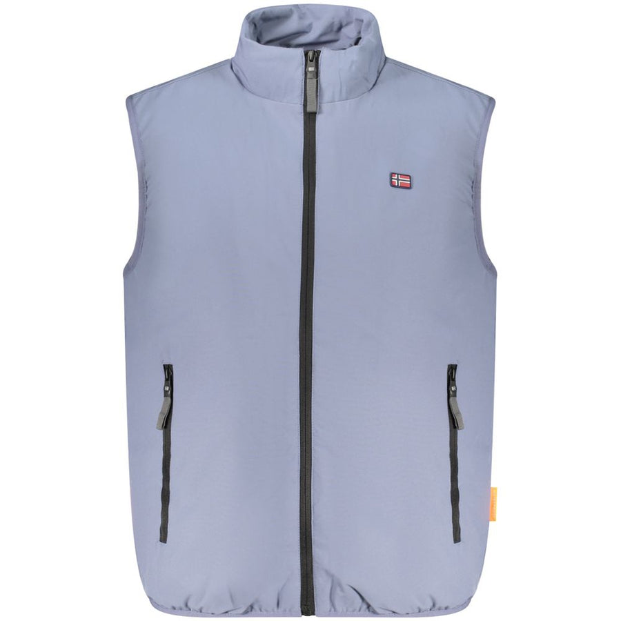 Blue Polyester Men Jacket