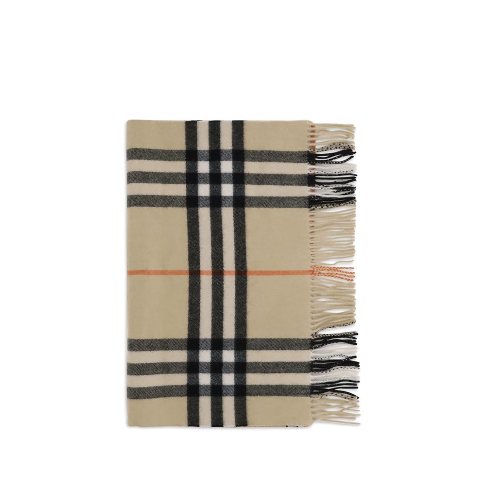 Wide Check Cashmere Scarf