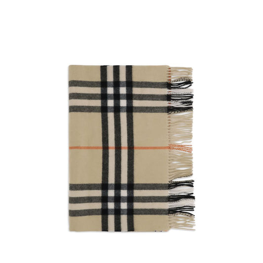 Wide Check Cashmere Scarf