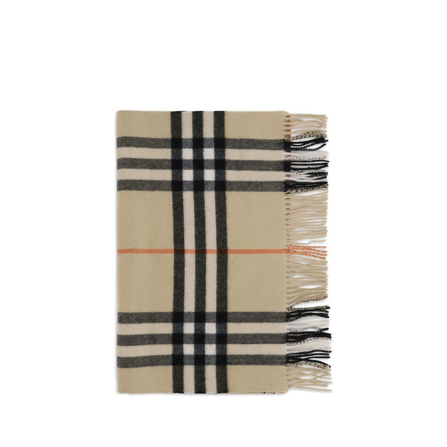 Wide Check Cashmere Scarf