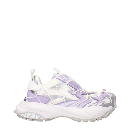 White Fabric Chunky Sneakers