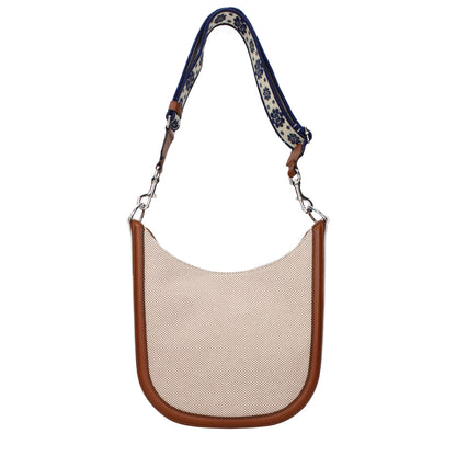 Beige Fabric Crossbody Bag