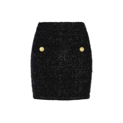 Black Cotton Mini Skirt