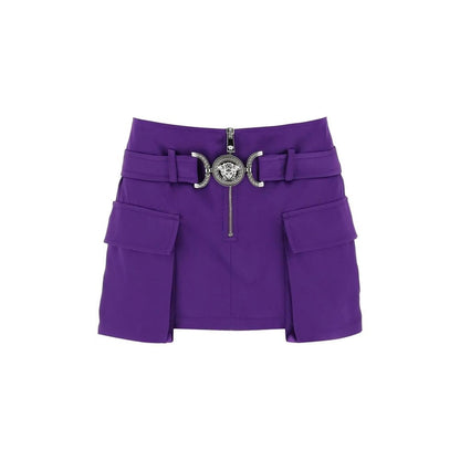Purple Viscose Mini Skirt