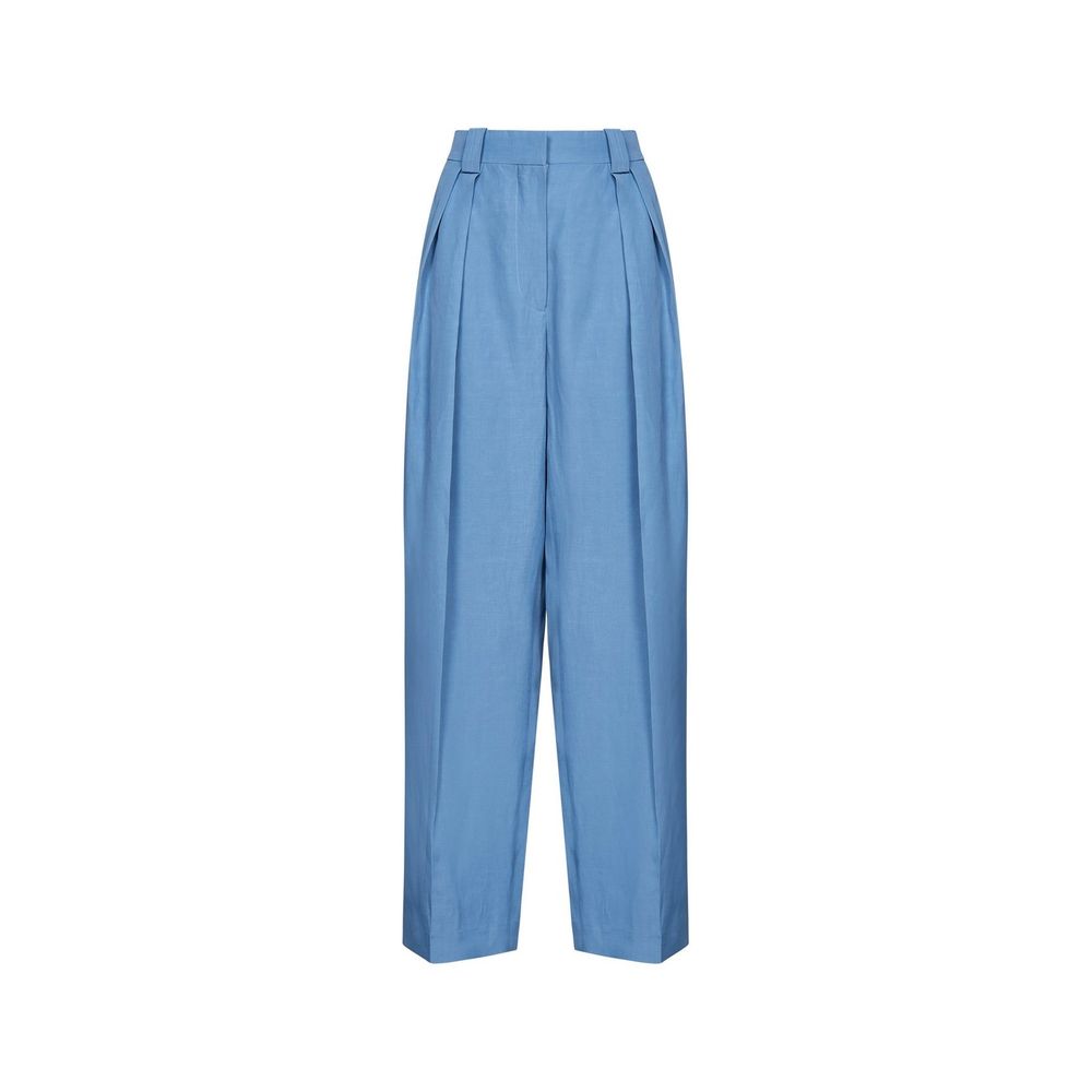 Blue Linen Casual Pants