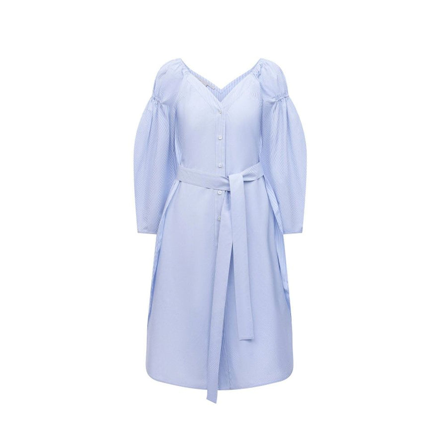 Blue Cotton Casual Dress