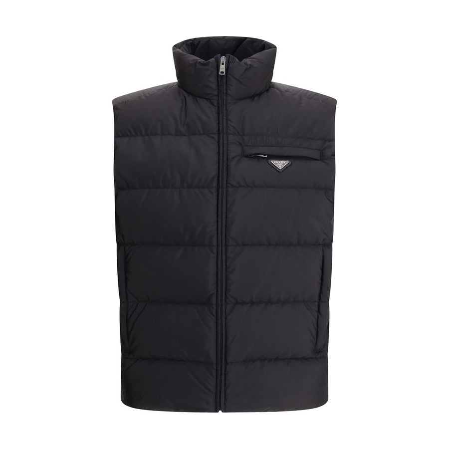 Black Recycled Polyamide Sleveless Jacket